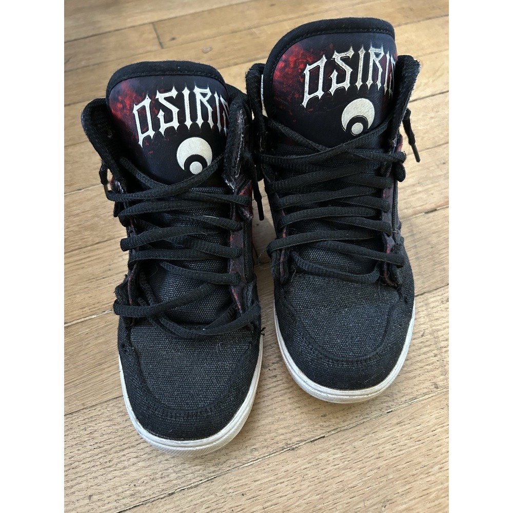 Osiris NYC 83 Vulk Youth Size 3 Black Red High Top Skate Sneakers Molten Lava